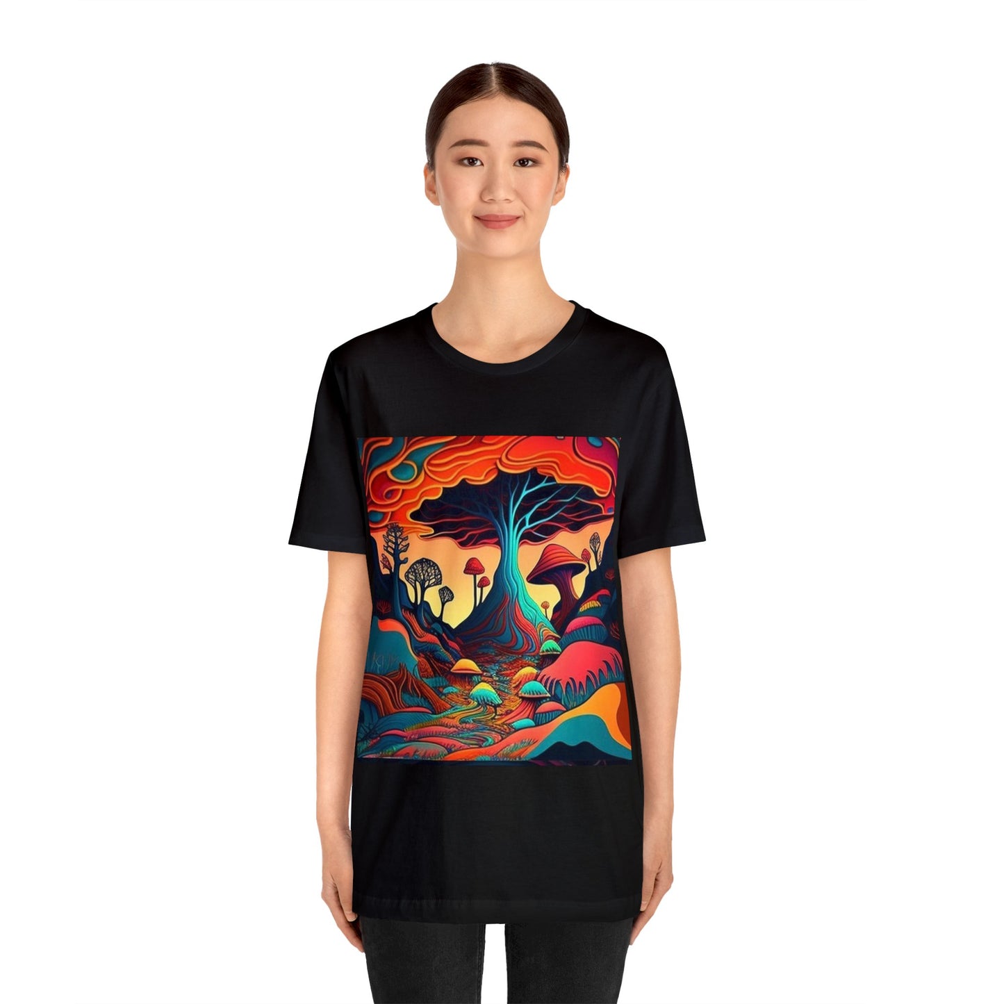 mushroom scenery trippy Unisex Jersey Short Sleeve Tee