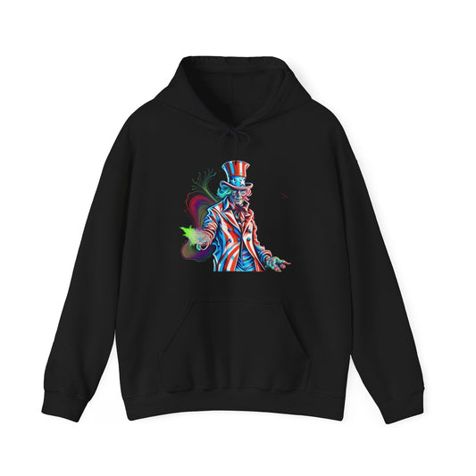 undead uncle Sam 4th of July trippy colorful Unisex Heavy Blend™ Hooded Sweatshirt