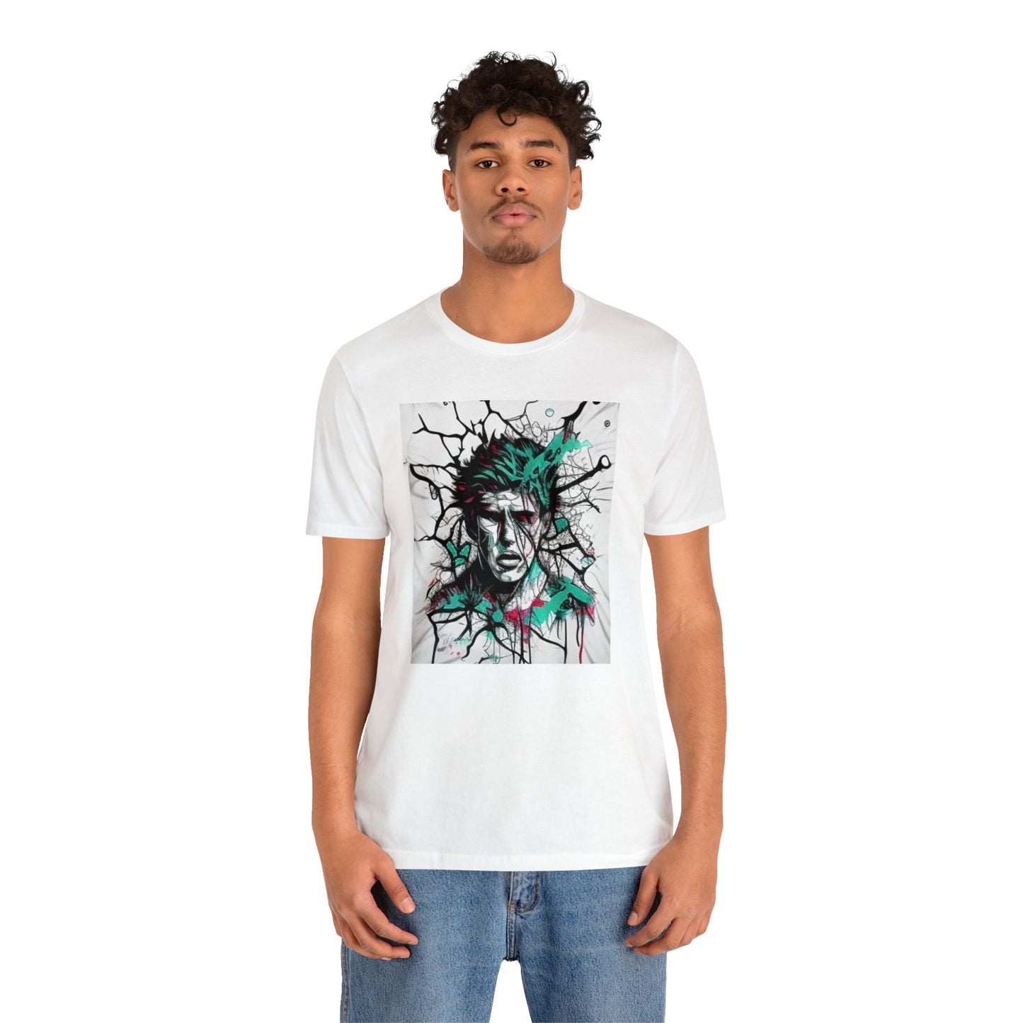 cracked man's face trippy Unisex Jersey Short Sleeve Tee