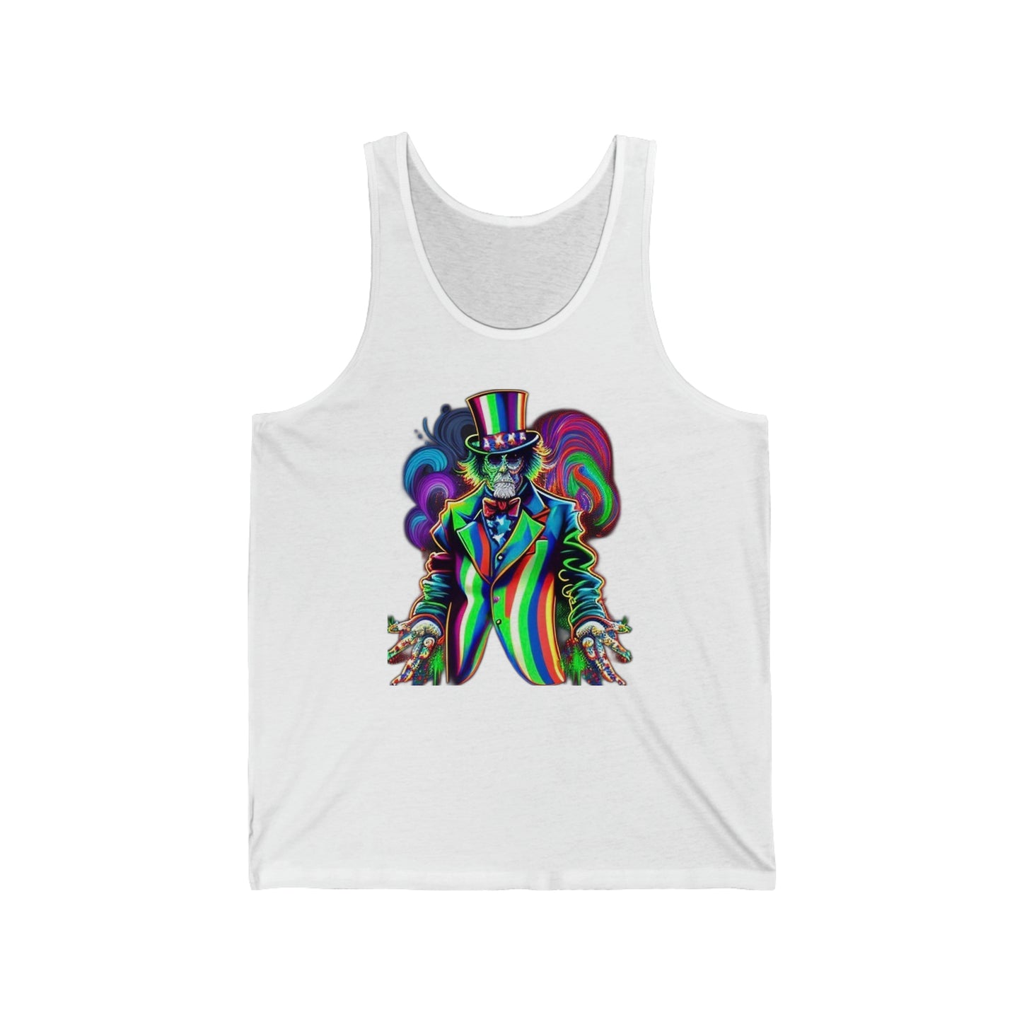 undead uncle Sam 4th of July trippy colorful Unisex Jersey Tank