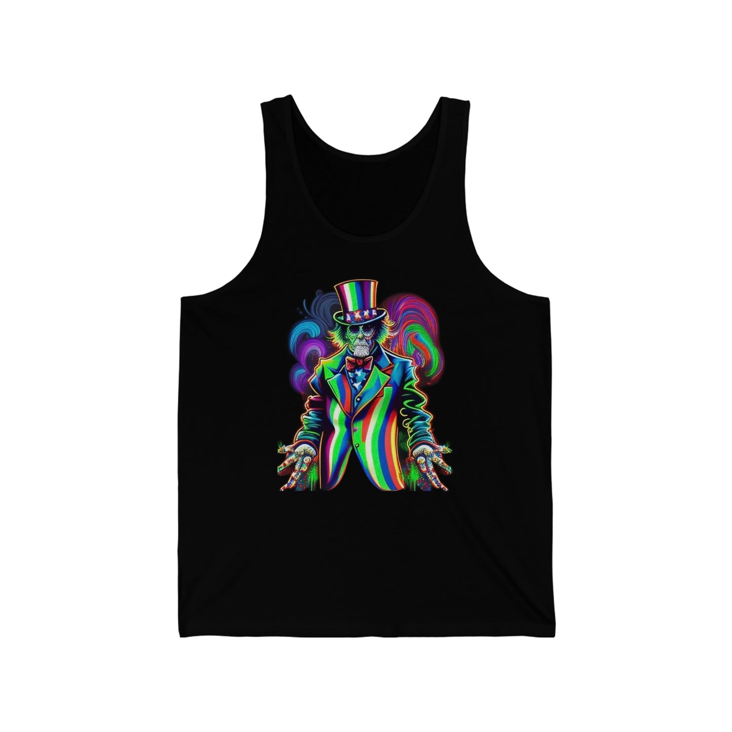 undead uncle Sam 4th of July trippy colorful Unisex Jersey Tank