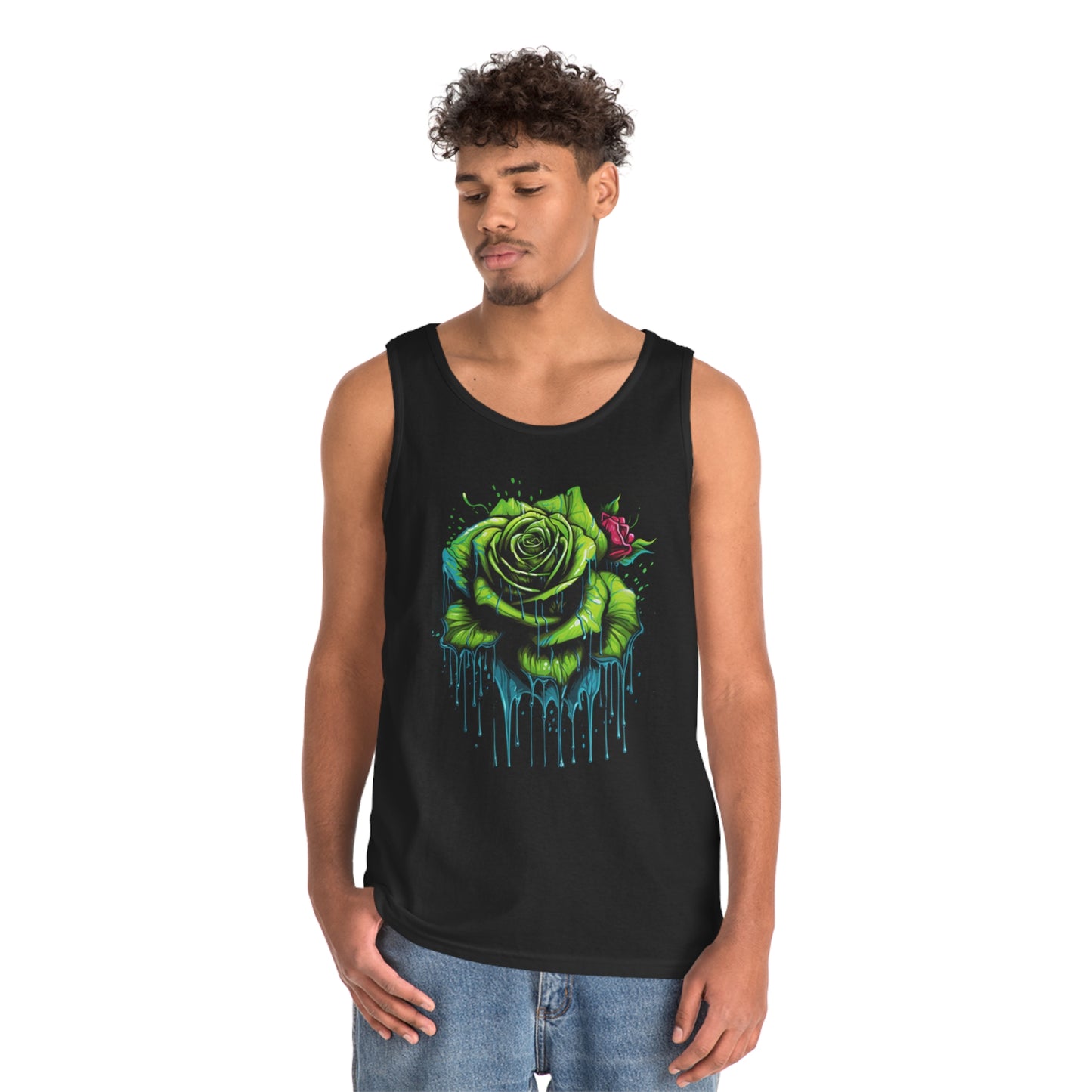 melting green rose colorful trippy Unisex Heavy Cotton Tank Top