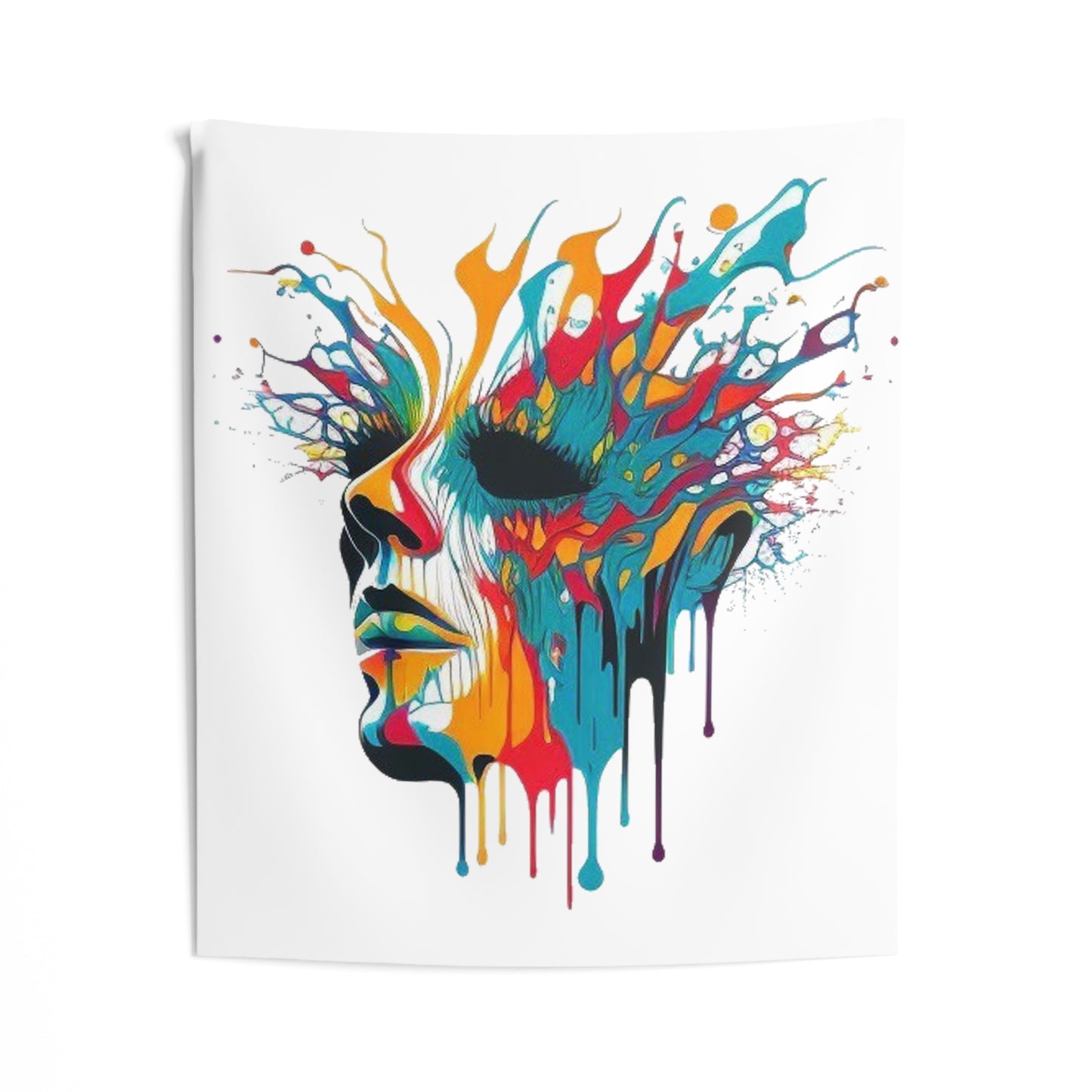 melting face trippy colorful Indoor Wall Tapestries