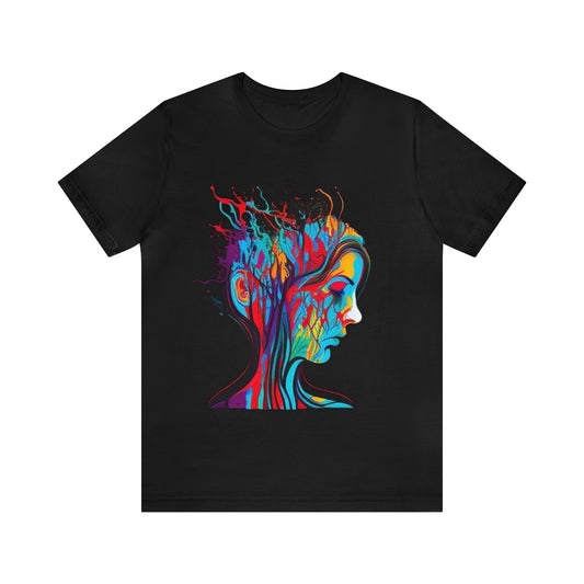 introspective colorful trippy sad face Unisex Jersey Short Sleeve Tee