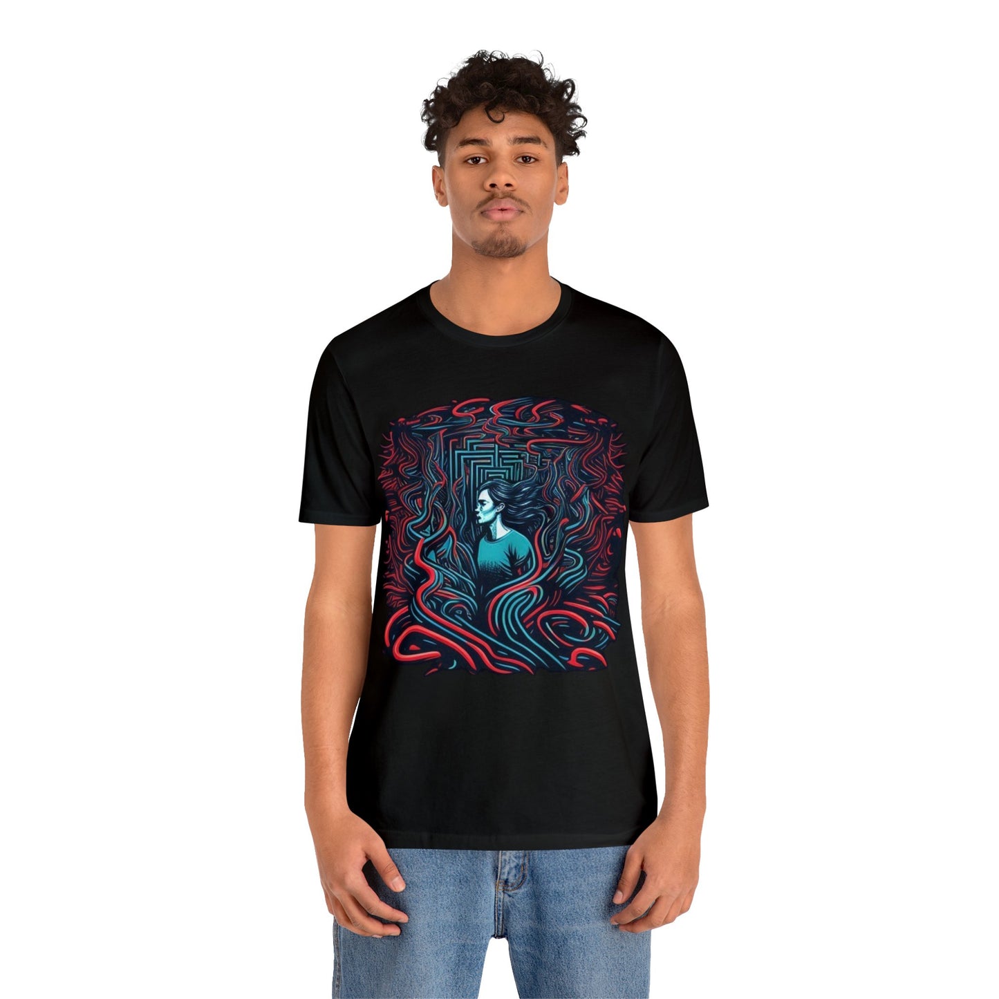 introspective colorful trippy lost in maze Unisex Jersey Short Sleeve Tee