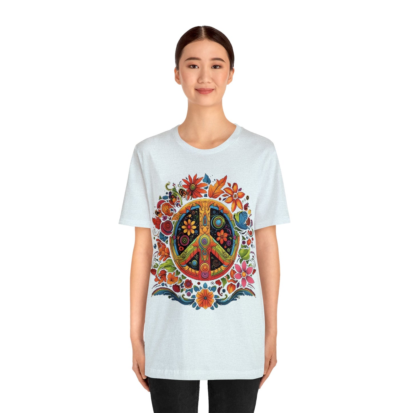 peace symbol colorful trippy Unisex Jersey Short Sleeve Tee