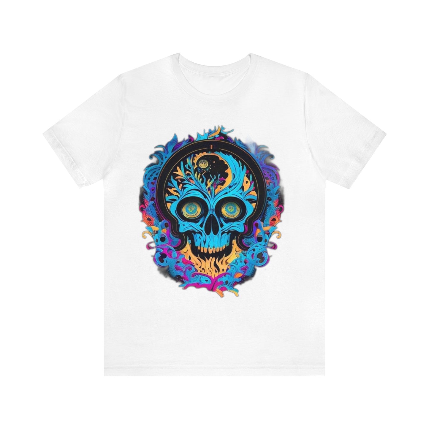 bright blue sugar skull Unisex Jersey Short Sleeve Tee