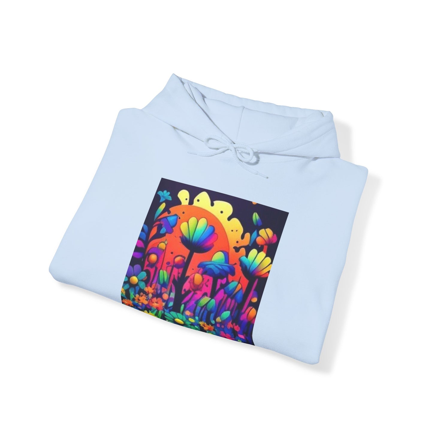 70's style trippy flowers Unisex Heavy Blend™ Hooded Sweatshirt