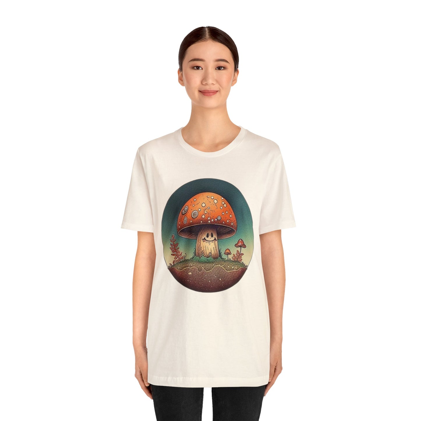 smiling mushroom trippy Unisex Jersey Short Sleeve Tee