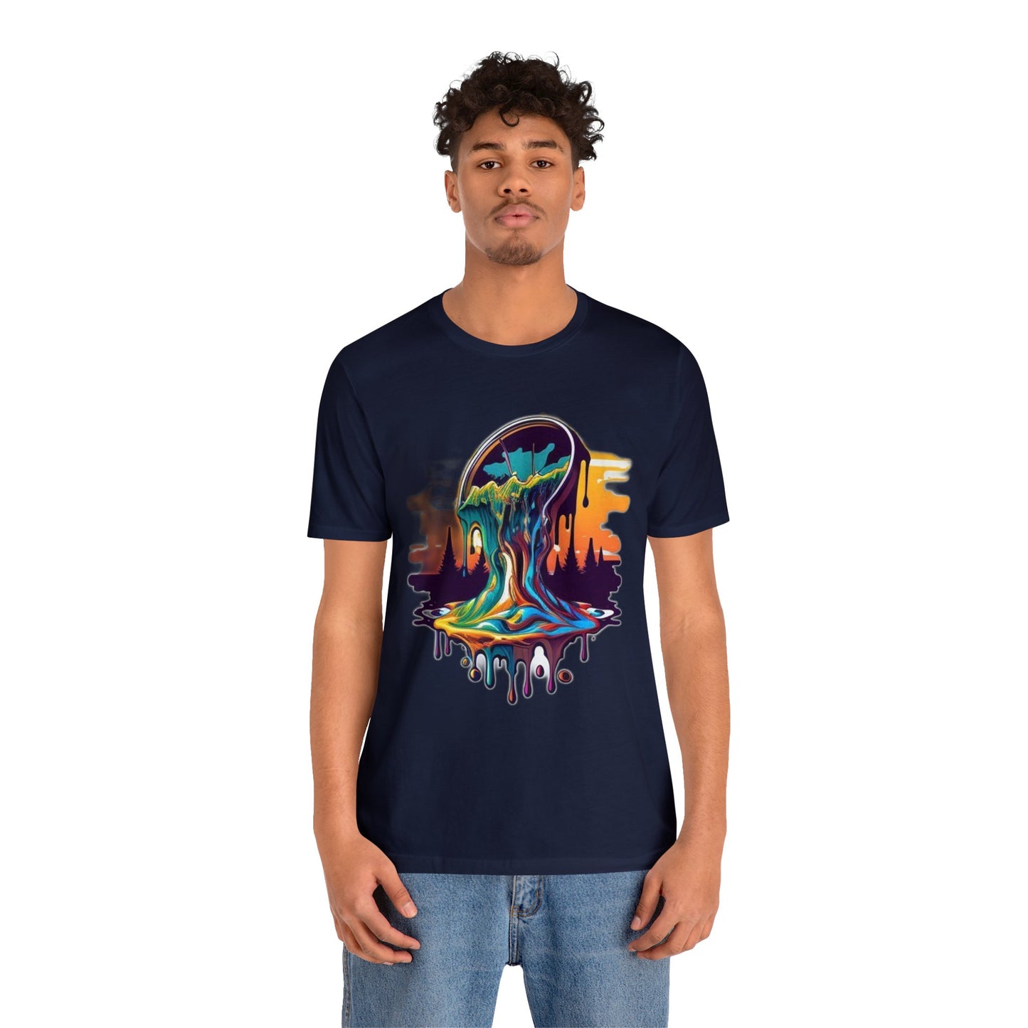 melting clock trippy colorful Unisex Jersey Short Sleeve Tee