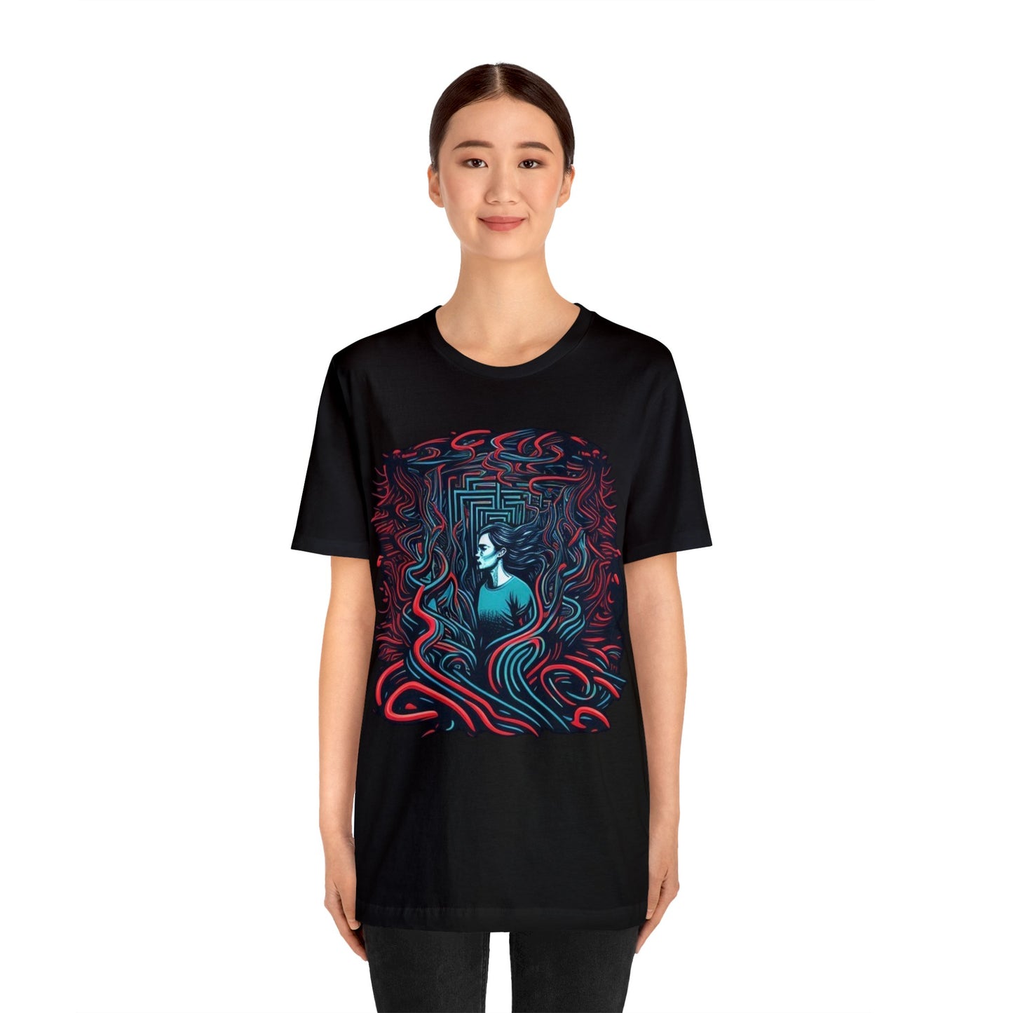 introspective colorful trippy lost in maze Unisex Jersey Short Sleeve Tee