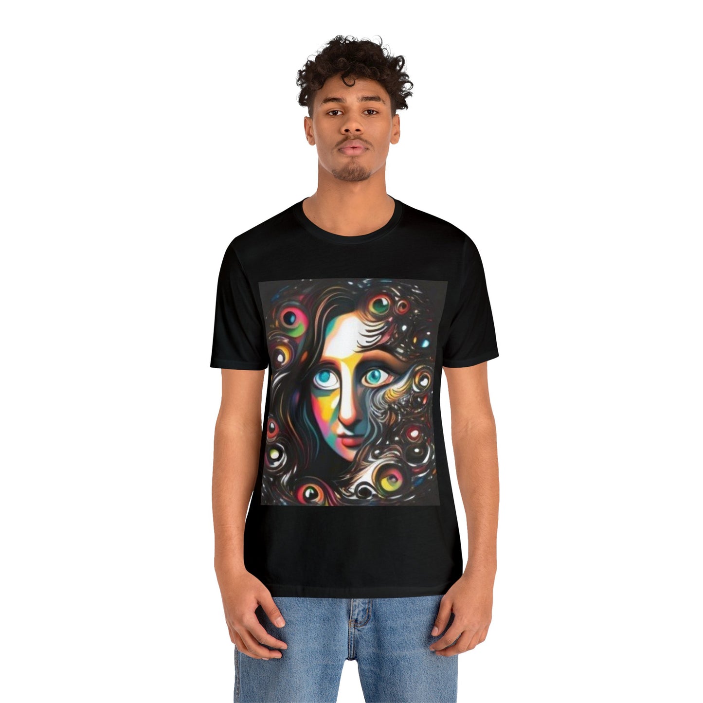 mona lisa trippy colorful Unisex Jersey Short Sleeve Tee