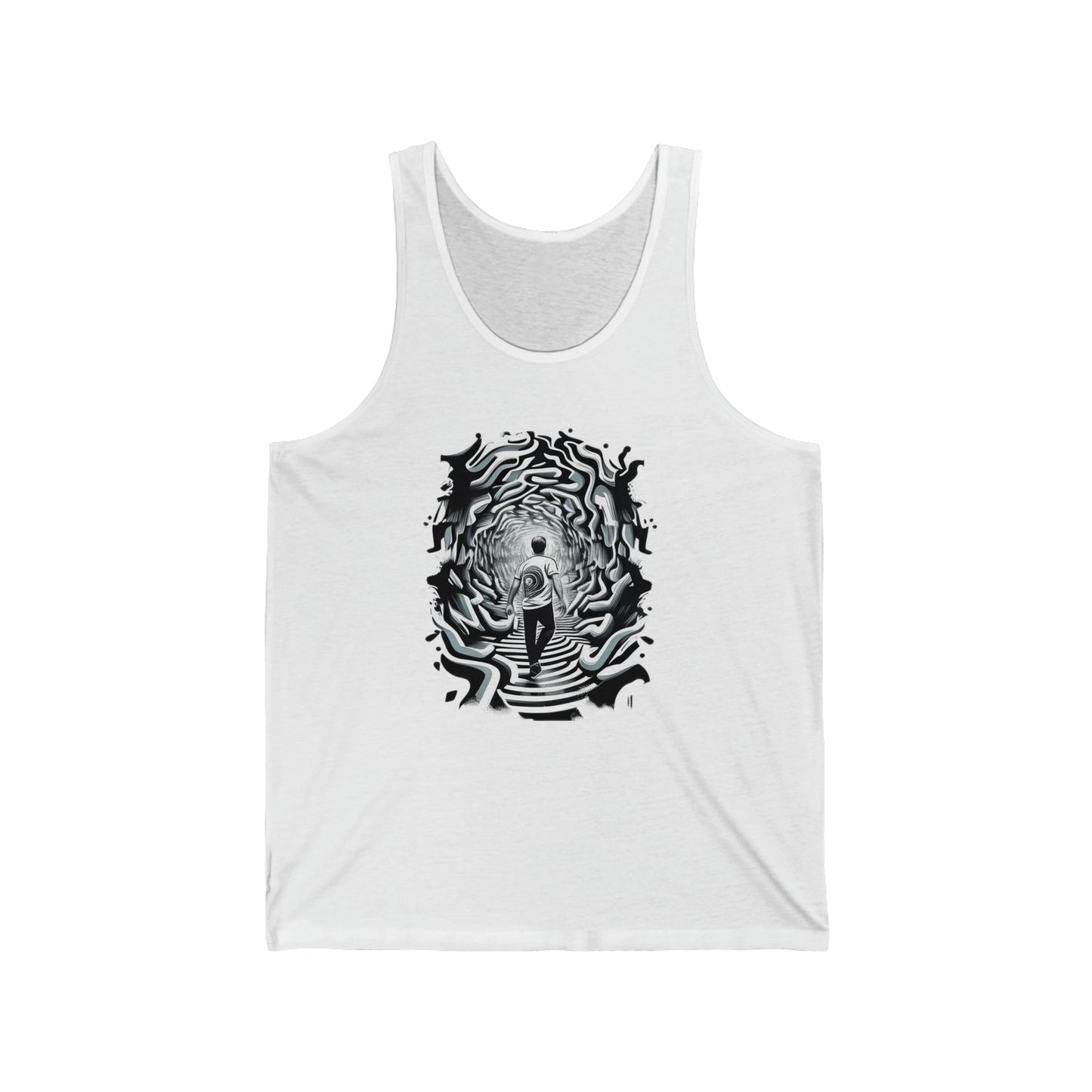 black and white void trippy Unisex Jersey Tank