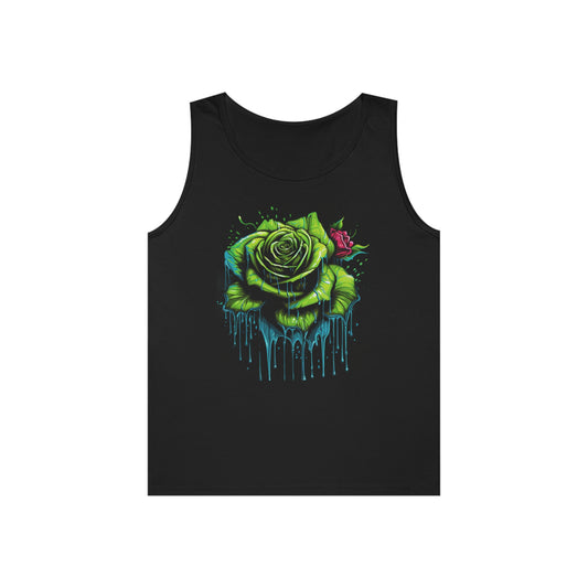 melting green rose colorful trippy Unisex Heavy Cotton Tank Top