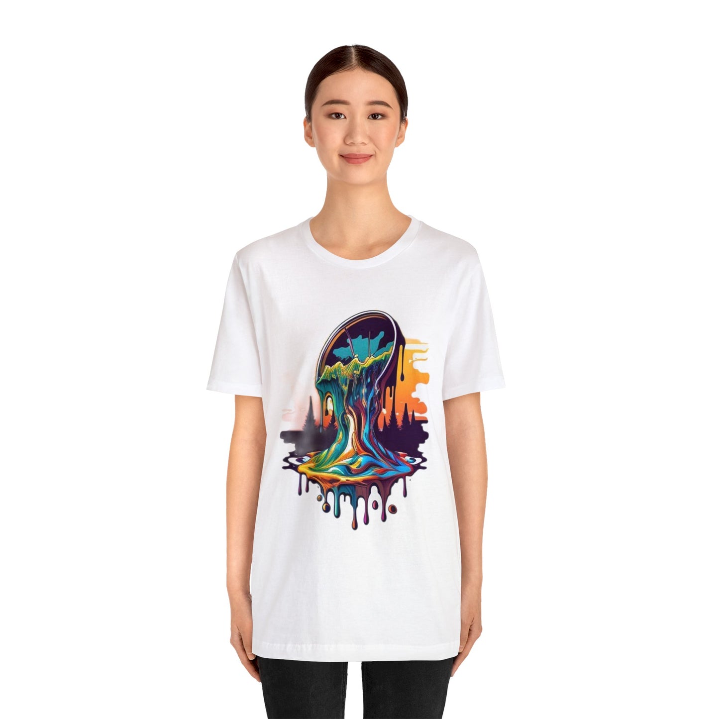 melting clock trippy colorful Unisex Jersey Short Sleeve Tee