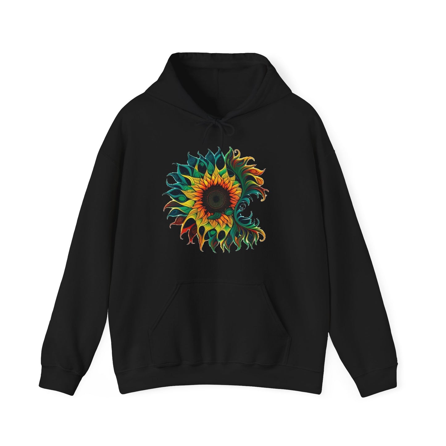 sunflower scenery trippy colorful Unisex Heavy Blend™ Hooded Sweatshirt