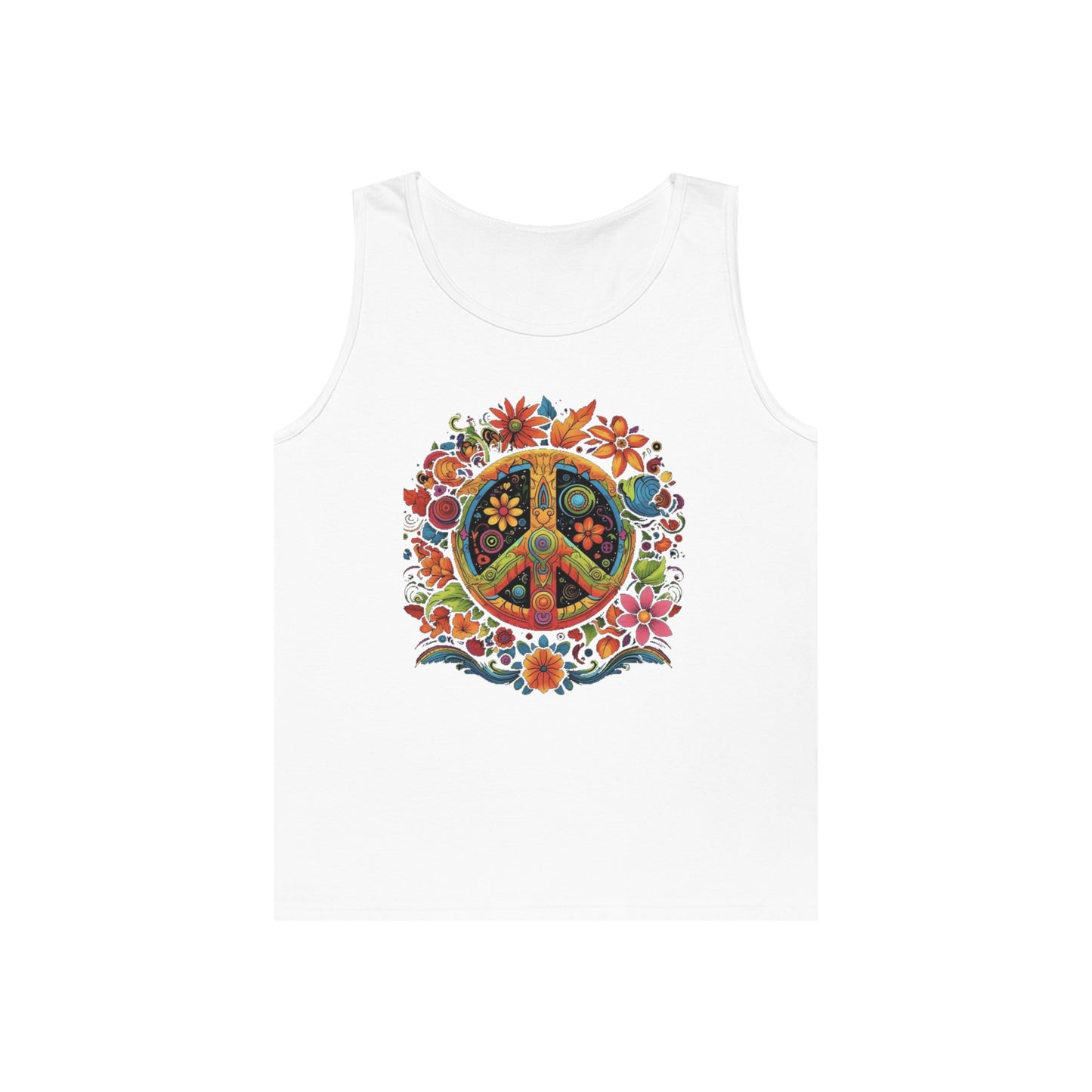 peace symbol colorful trippy Unisex Heavy Cotton Tank Top