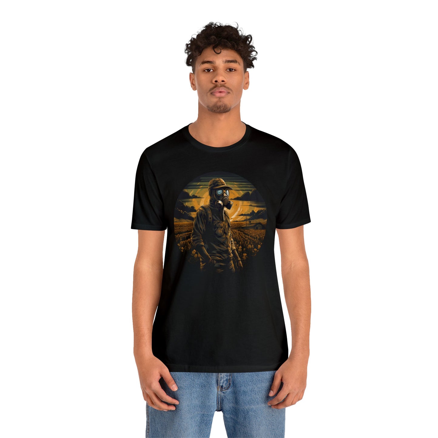 gas mask apocalyptic farmer Unisex Jersey Short Sleeve Tee