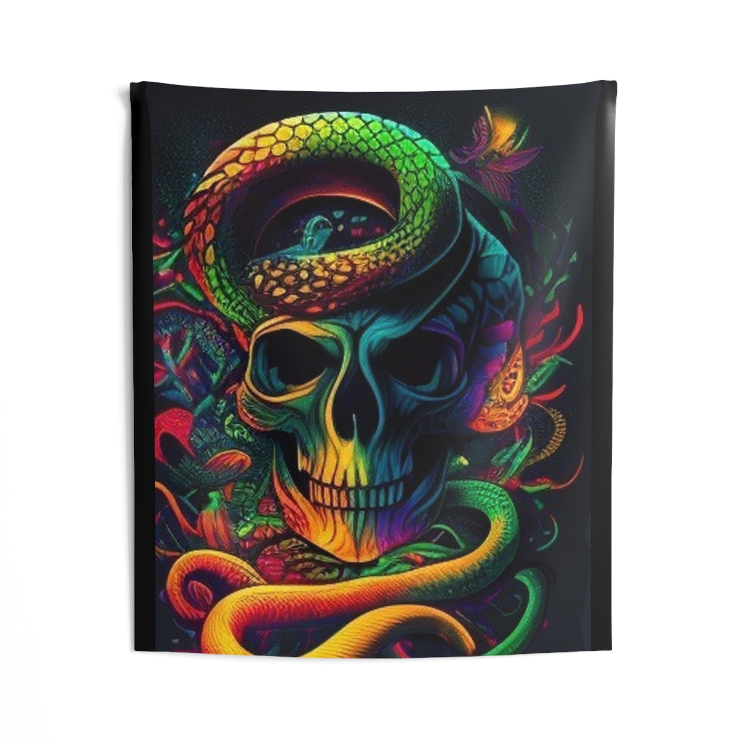 snake and skull colorful trippy Indoor Wall Tapestries