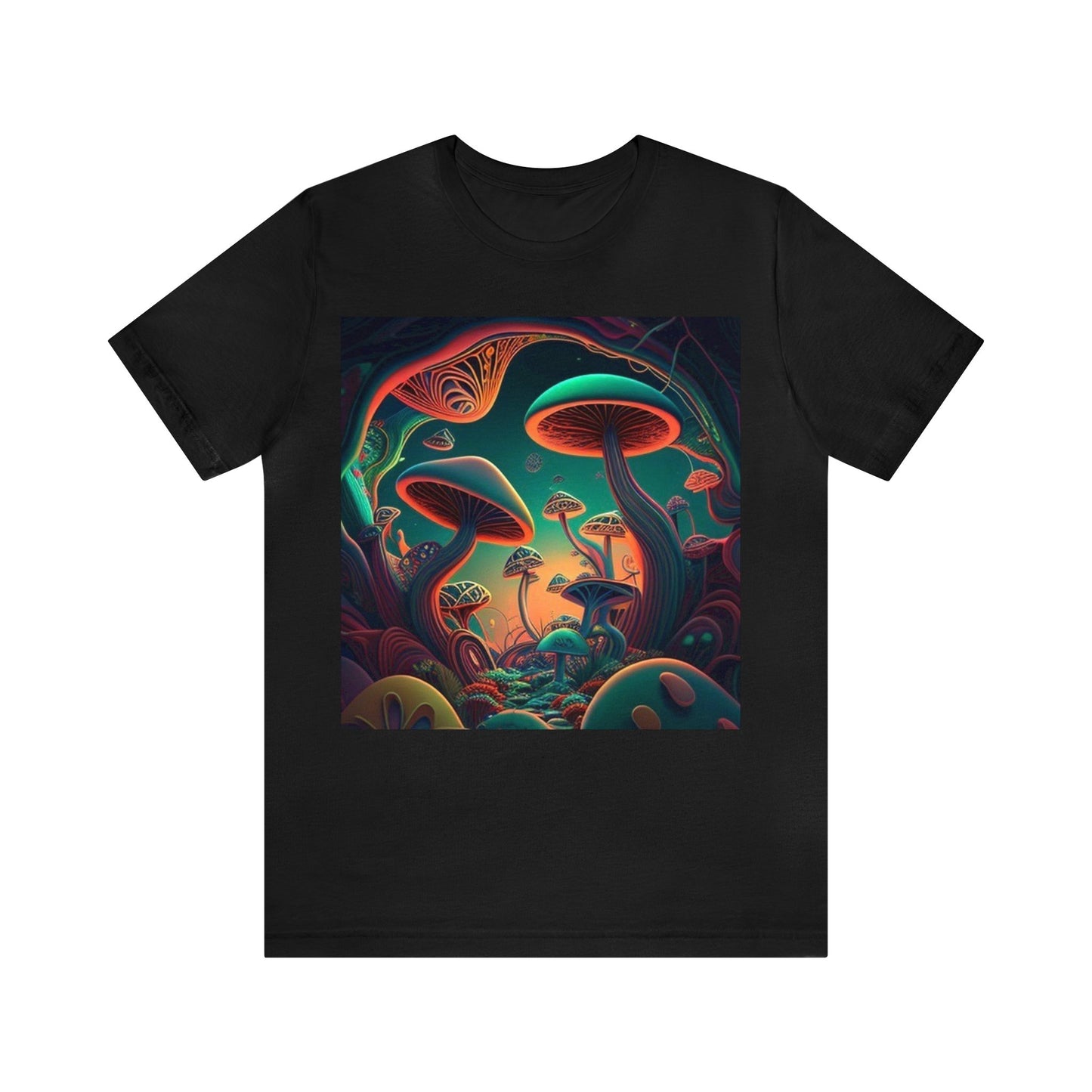 mushroom scenery trippy colorful Unisex Jersey Short Sleeve Tee