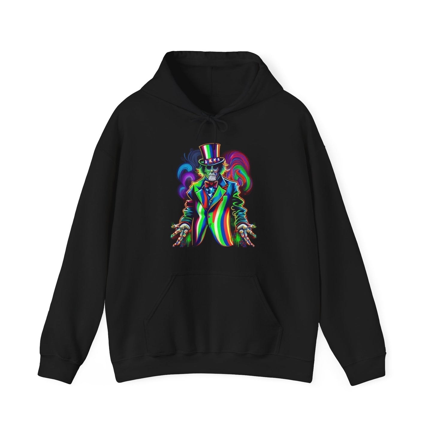 undead uncle Sam 4th of July trippy colorful Unisex Heavy Blend™ Hooded Sweatshirt