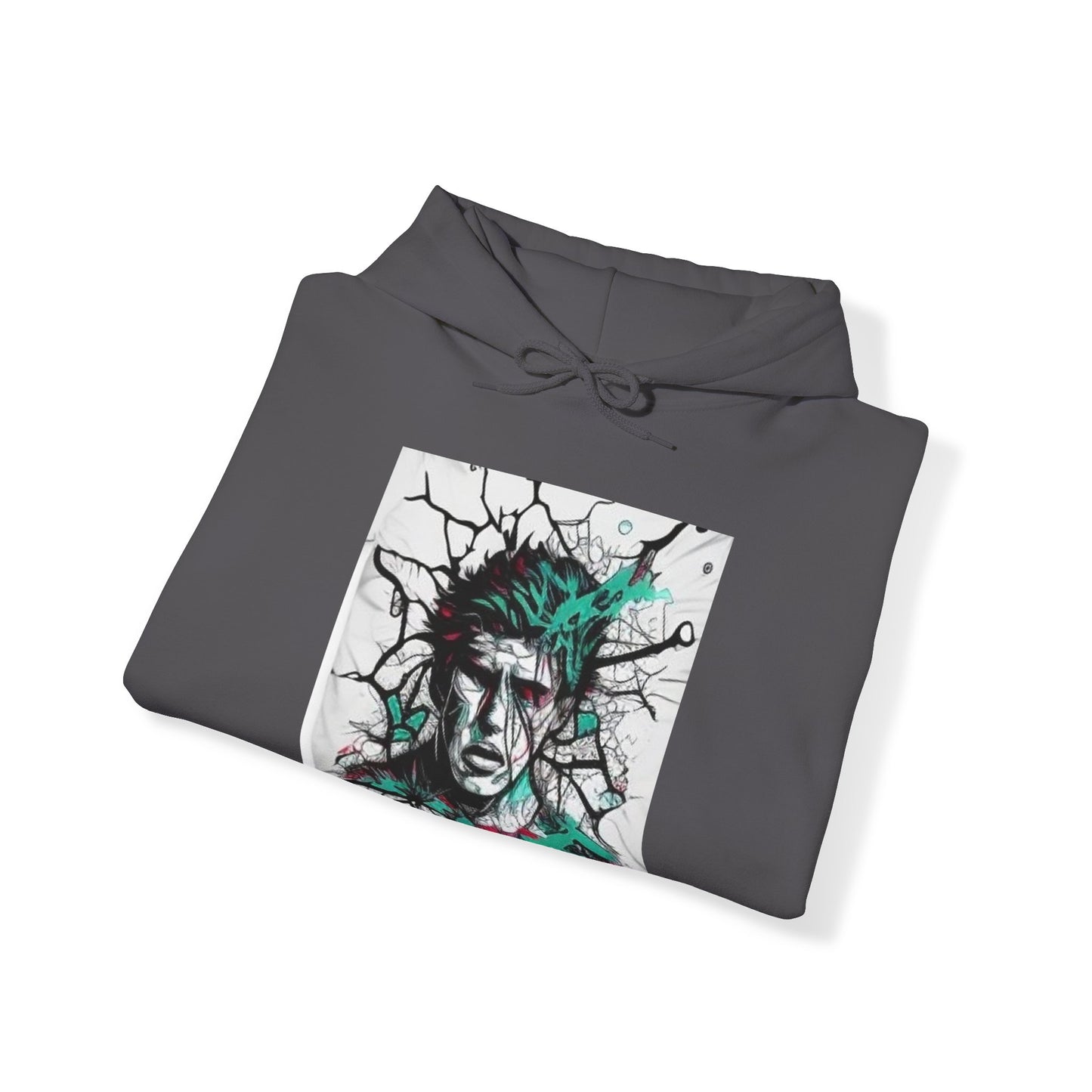 cracked man's face trippy Unisex Heavy Blend™ Hooded Sweatshirt