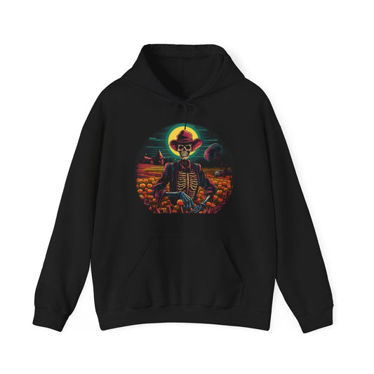 cowboy farmer skeleton pumpkin patch Unisex Heavy Blend™ Hooded Sweatshirt