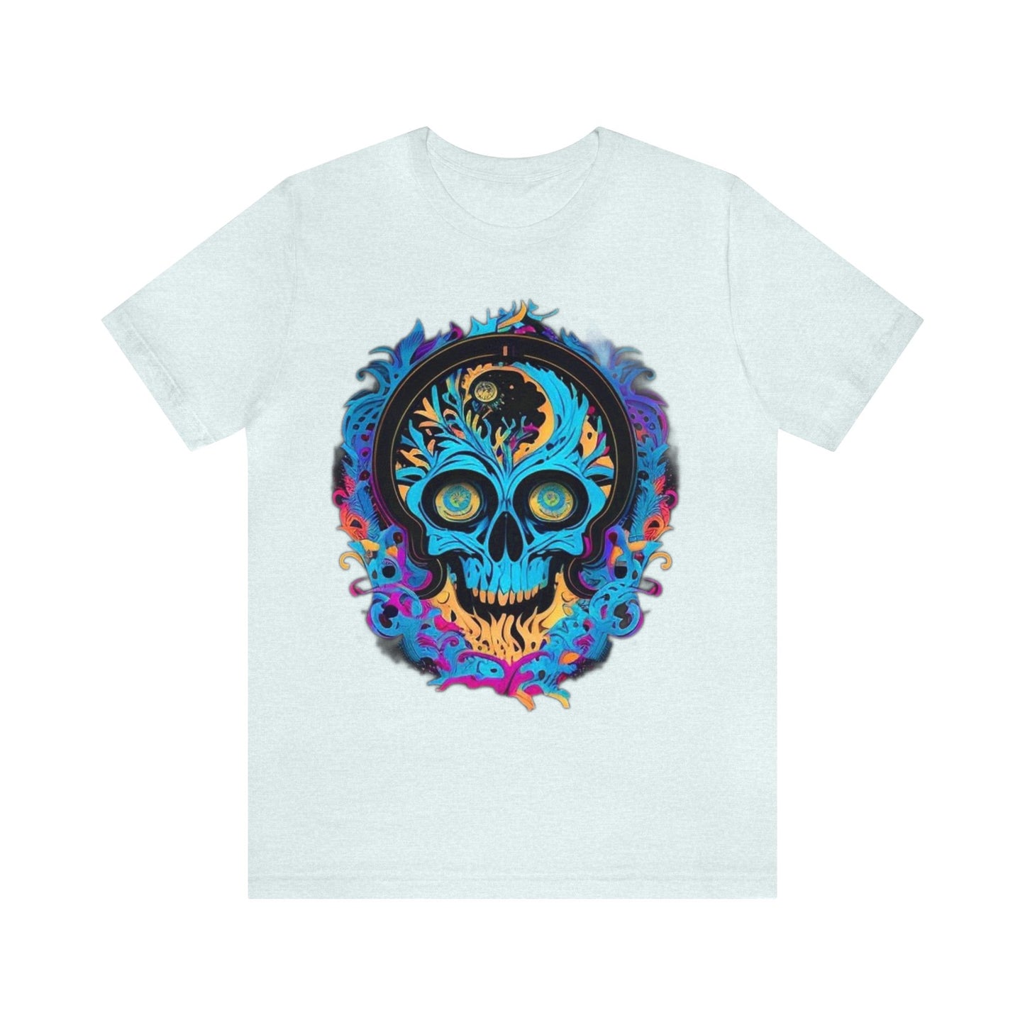 bright blue sugar skull Unisex Jersey Short Sleeve Tee