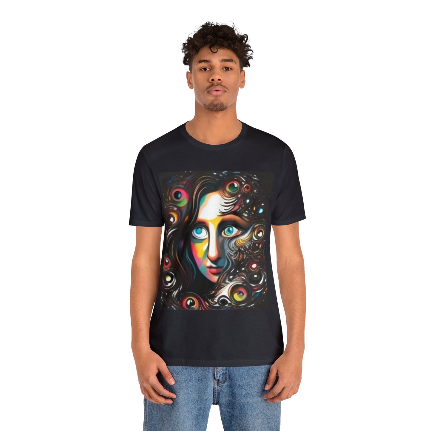 mona lisa trippy colorful Unisex Jersey Short Sleeve Tee