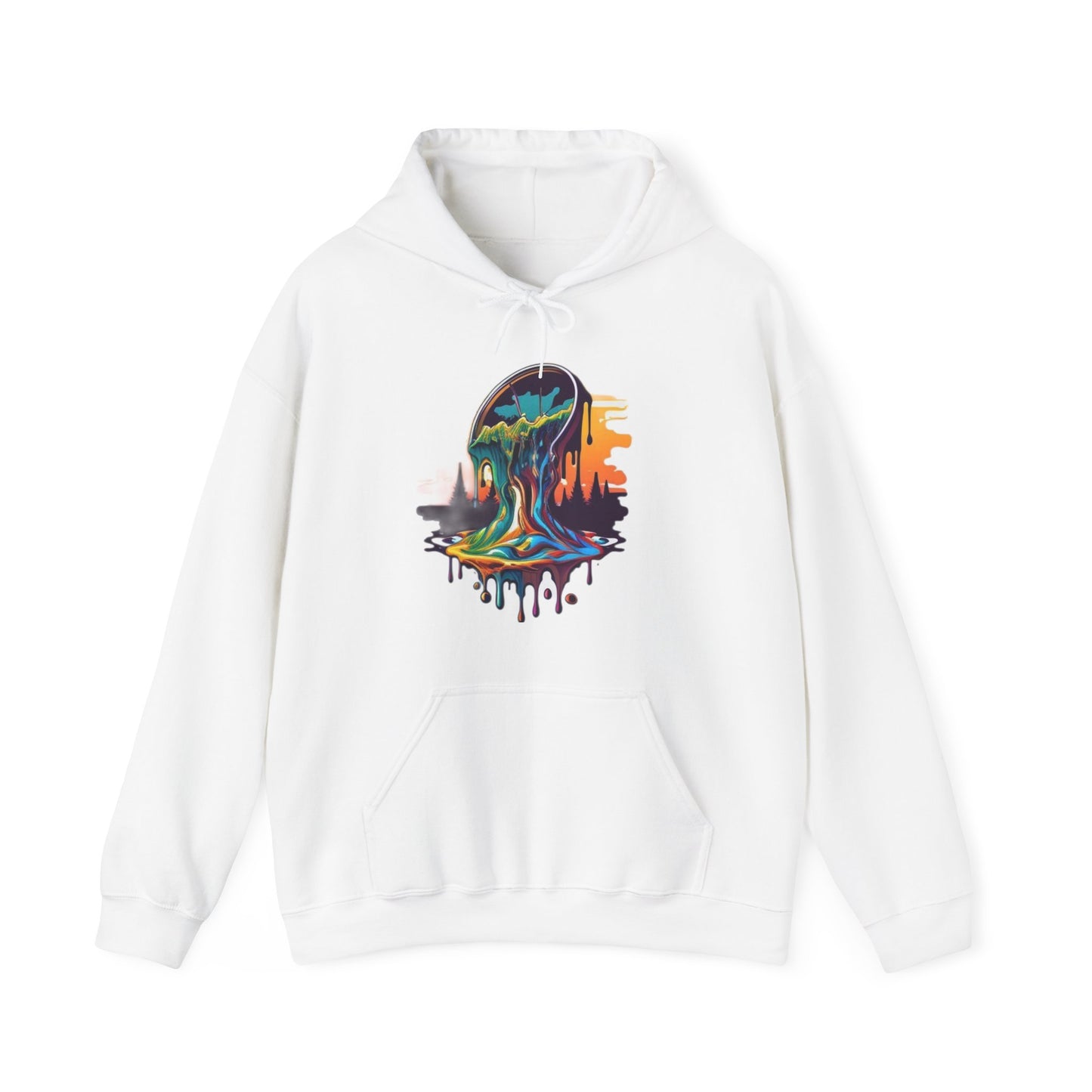 melting clock trippy colorful Unisex Heavy Blend™ Hooded Sweatshirt