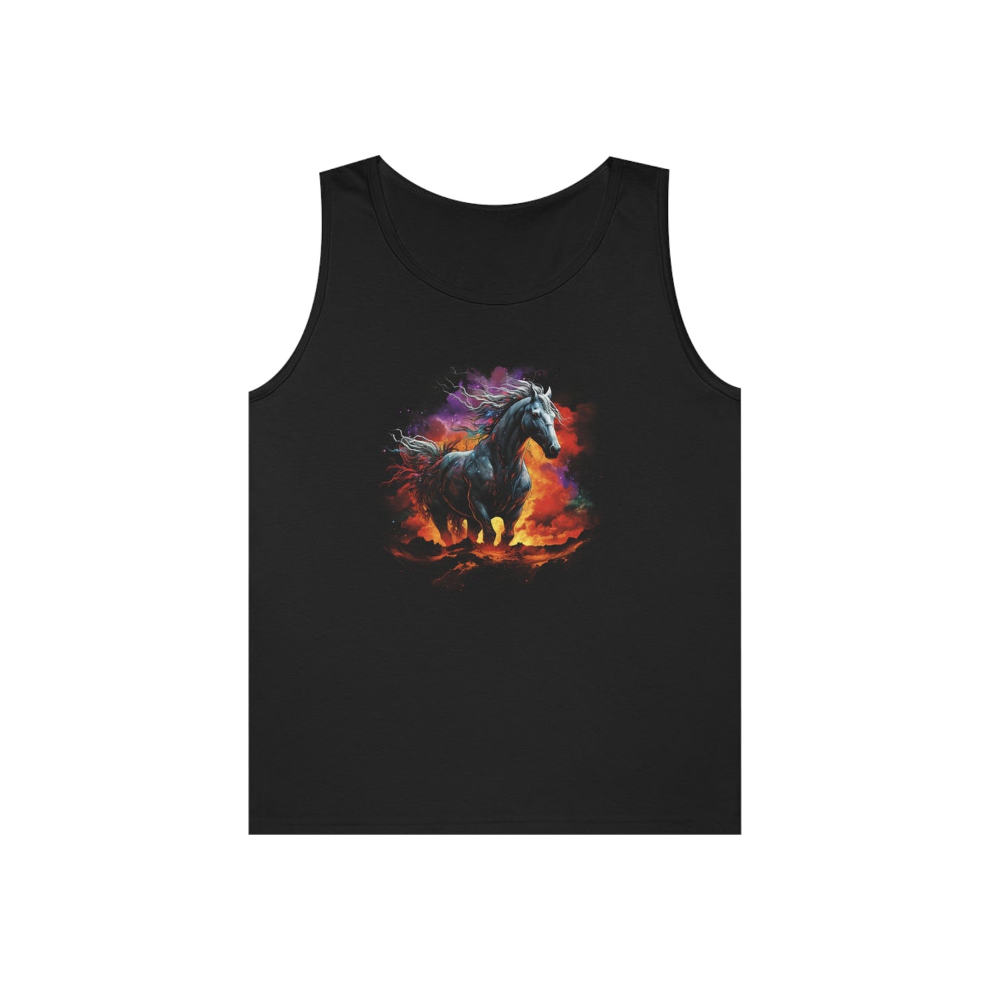 white horse colorful Unisex Heavy Cotton Tank Top