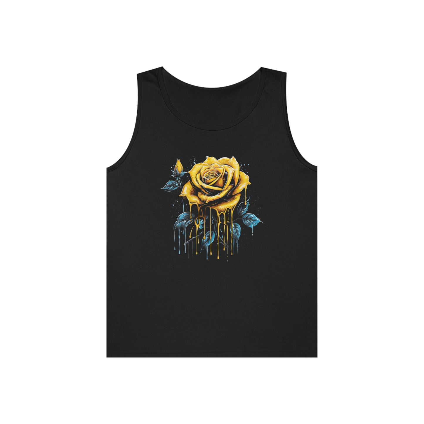 melting yellow rose colorful trippy Unisex Heavy Cotton Tank Top