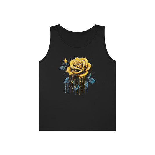 melting yellow rose colorful trippy Unisex Heavy Cotton Tank Top