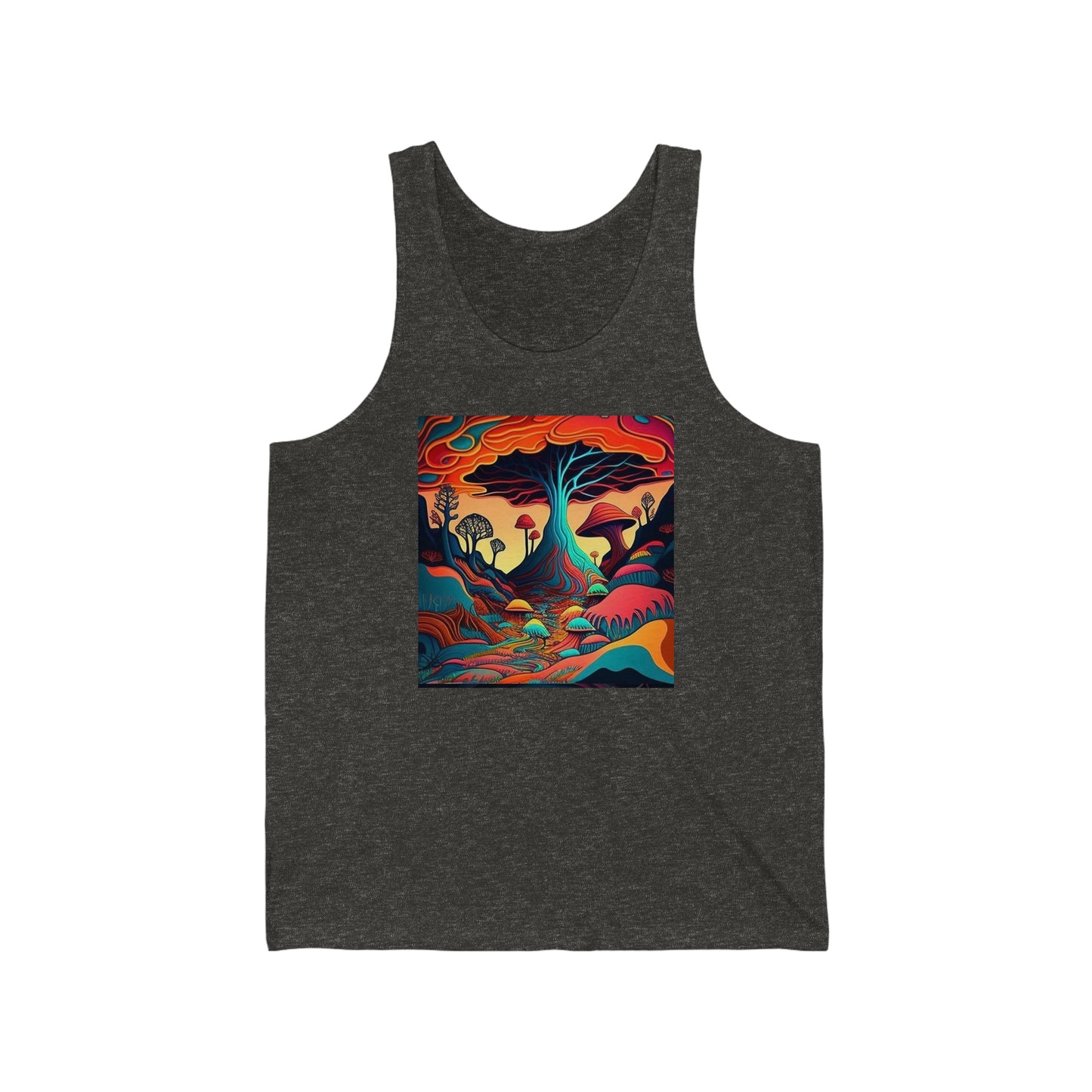 mushroom scenery trippy Unisex Jersey Tank