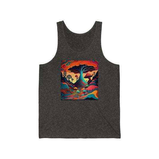 mushroom scenery trippy Unisex Jersey Tank