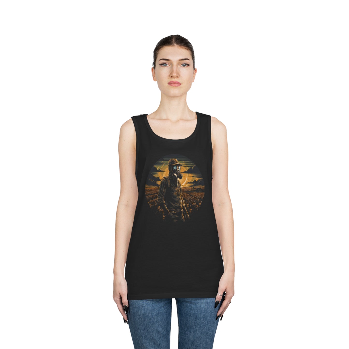 gas mask apocalyptic farmer Unisex Heavy Cotton Tank Top