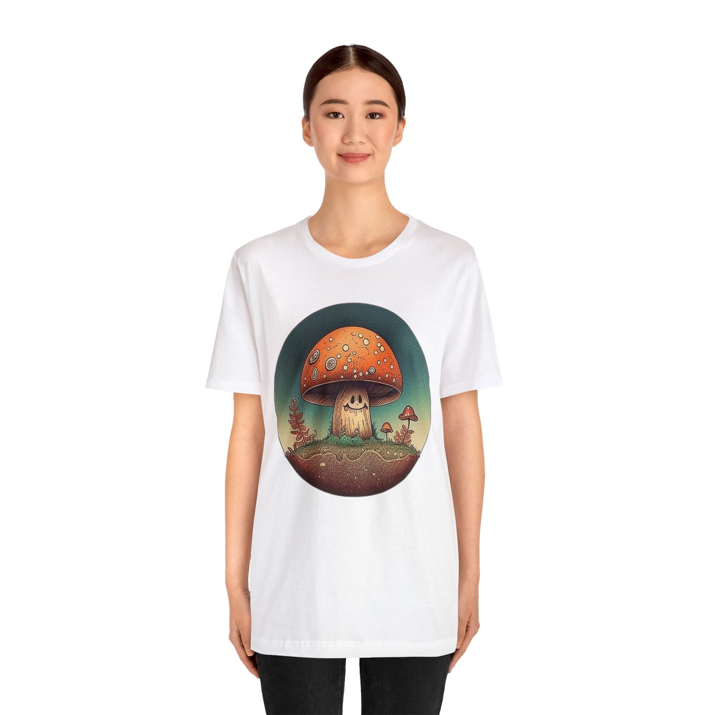 smiling mushroom trippy Unisex Jersey Short Sleeve Tee