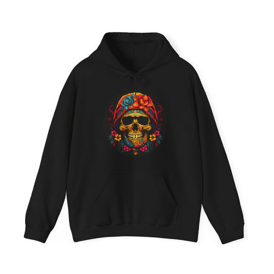 colorful sugar skull with flowers Unisex Heavy Blend™ Hooded Sweatshirt