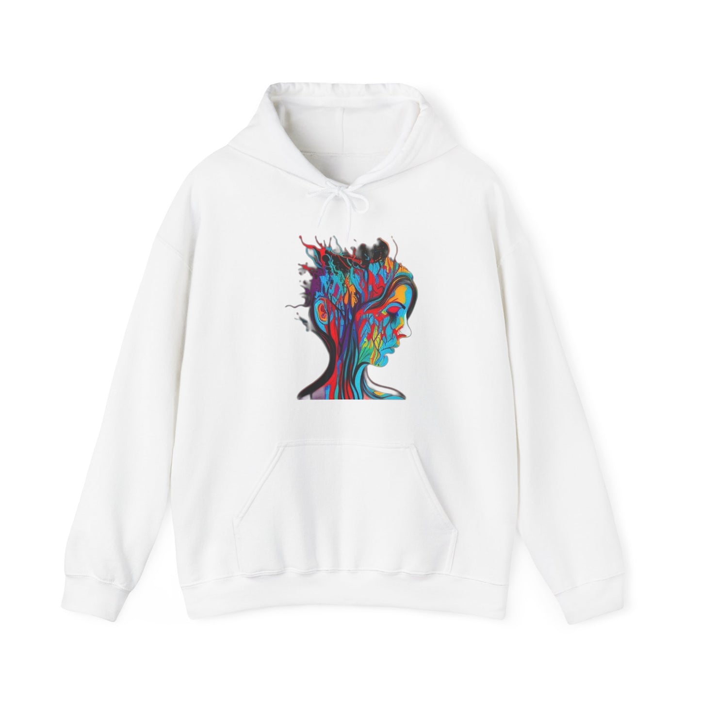 introspective colorful trippy sad face Unisex Heavy Blend™ Hooded Sweatshirt