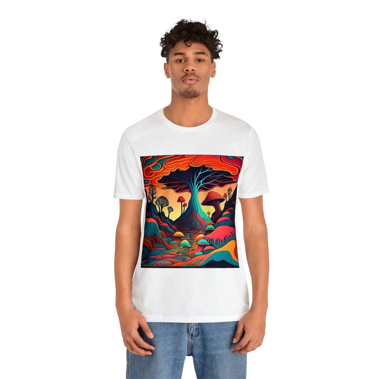 mushroom scenery trippy Unisex Jersey Short Sleeve Tee