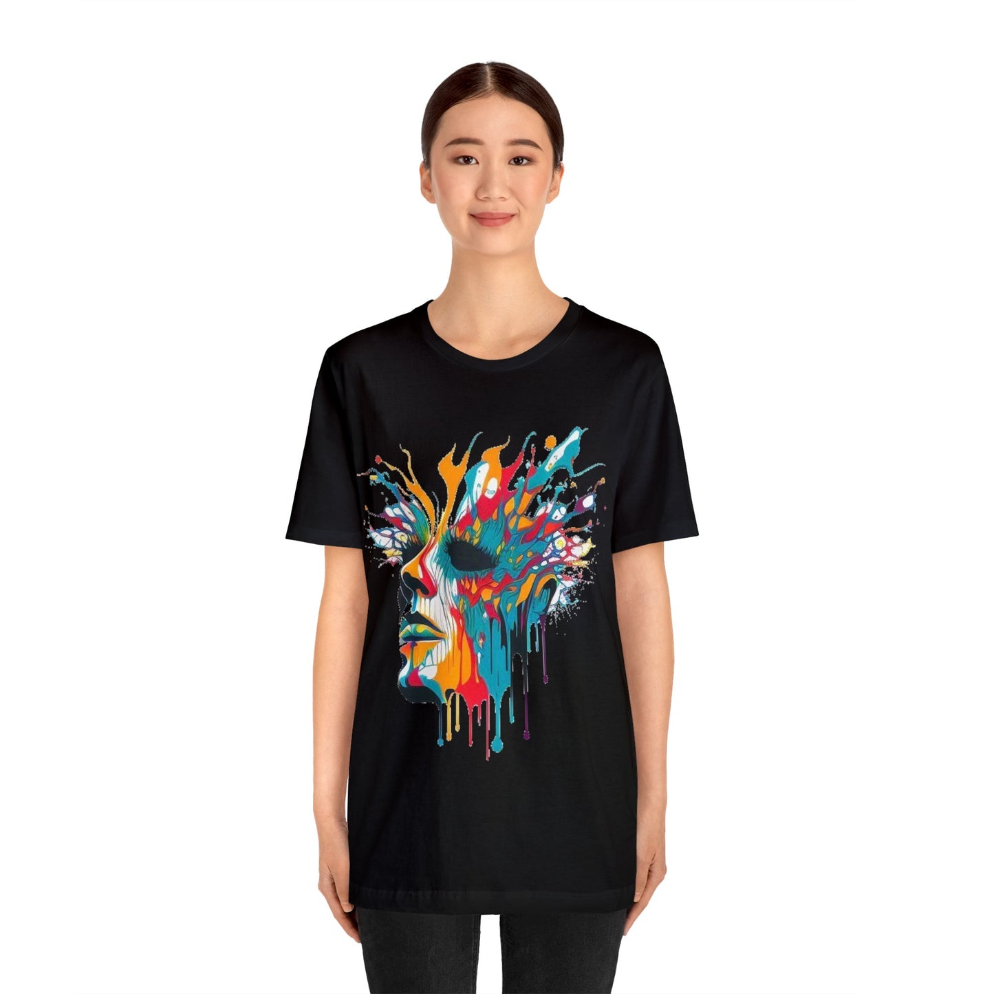 melting face trippy colorful Unisex Jersey Short Sleeve Tee