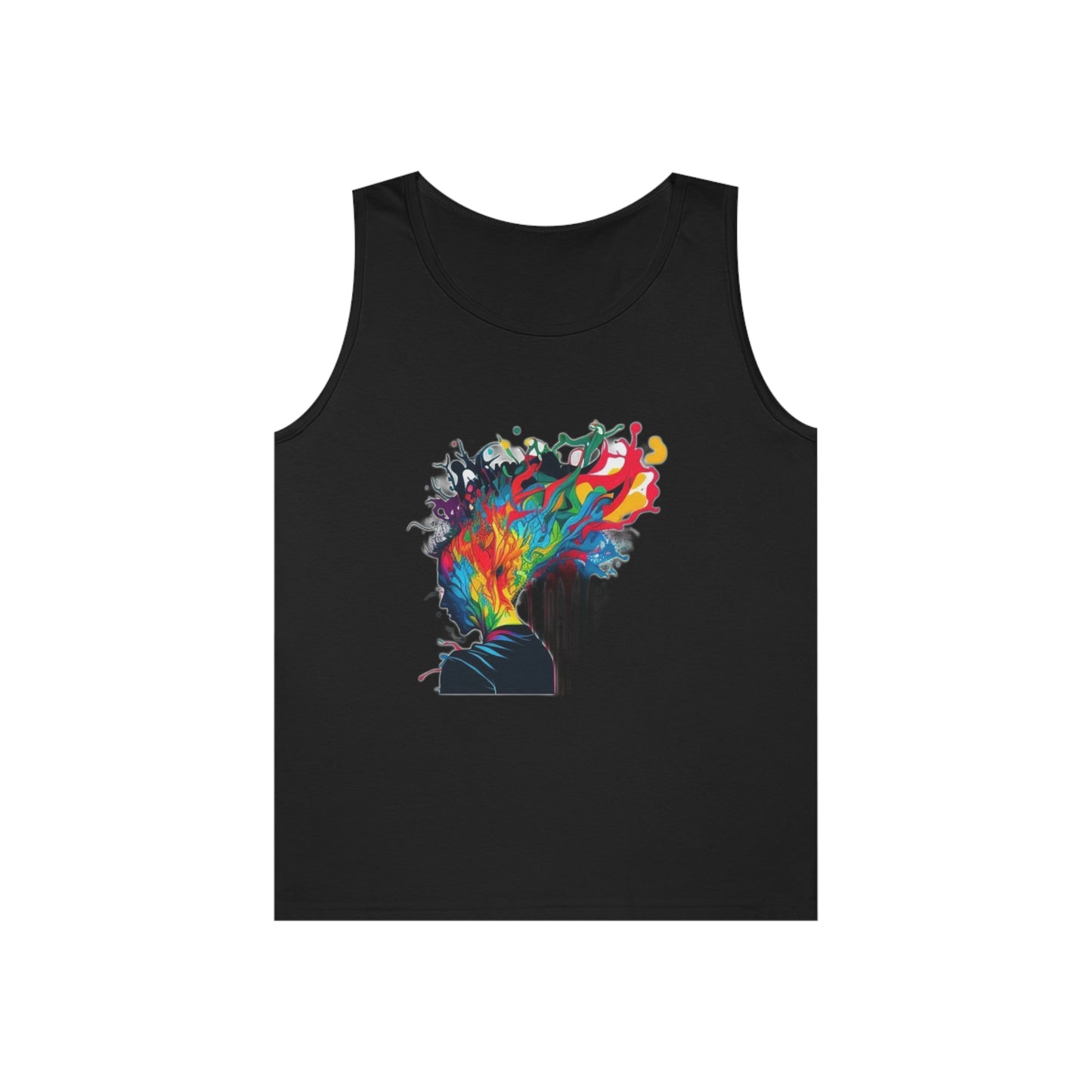 deep in thought colorful trippy Unisex Heavy Cotton Tank Top