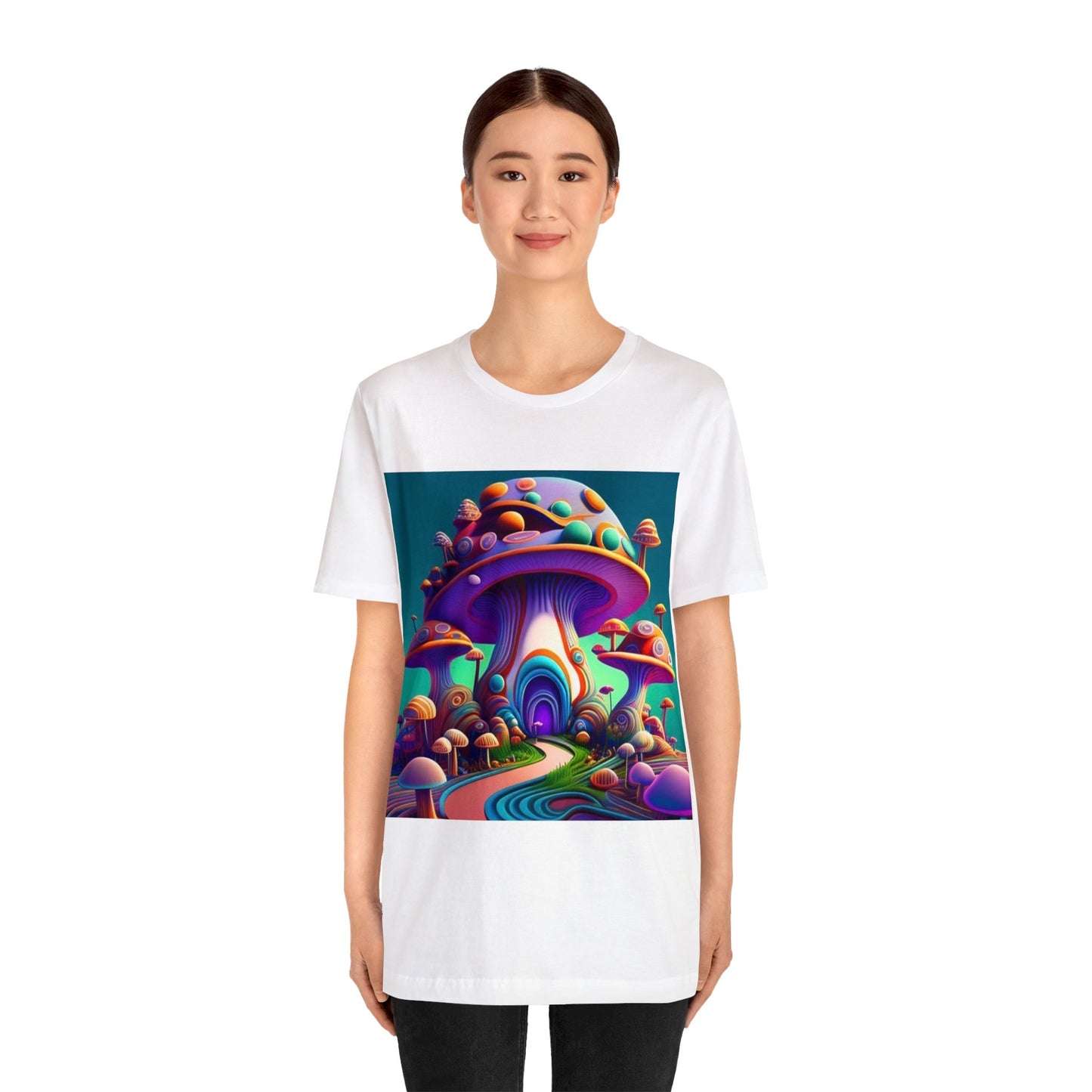 colorful trippy mushroom Unisex Jersey Short Sleeve Tee