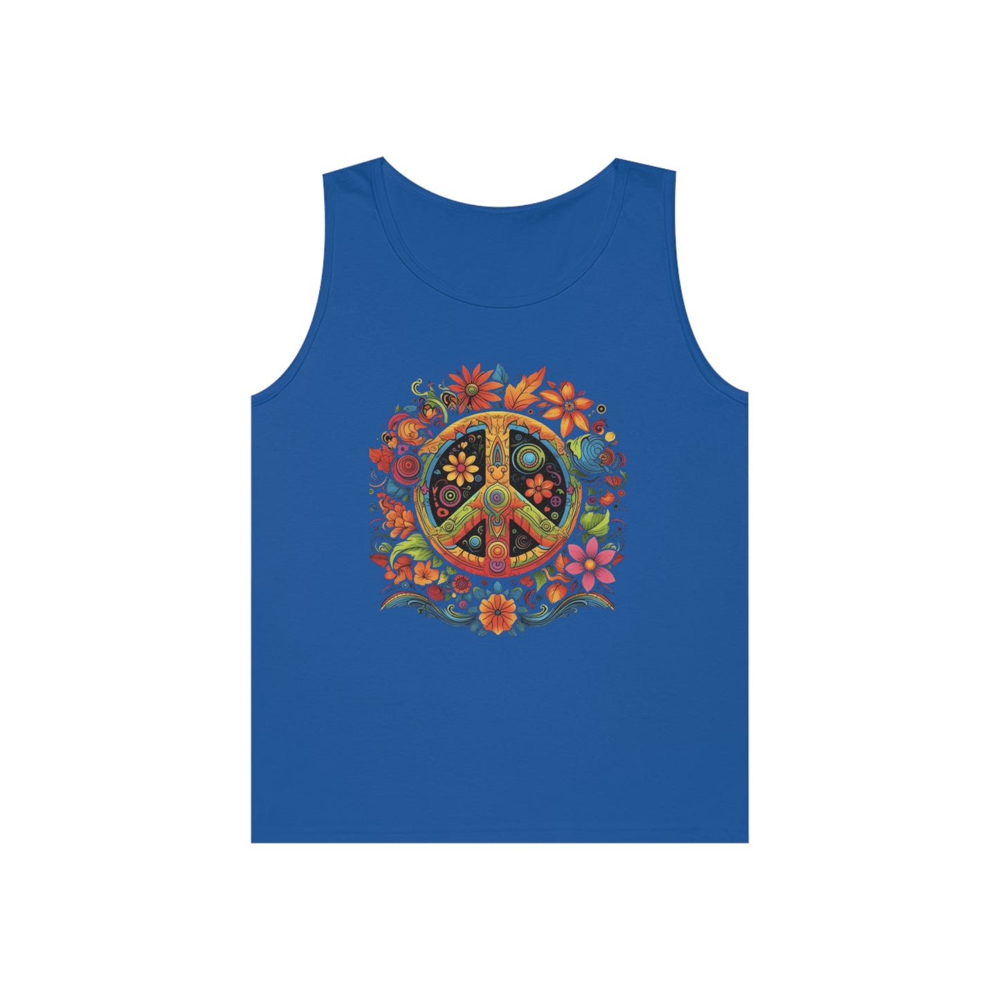 peace symbol colorful trippy Unisex Heavy Cotton Tank Top