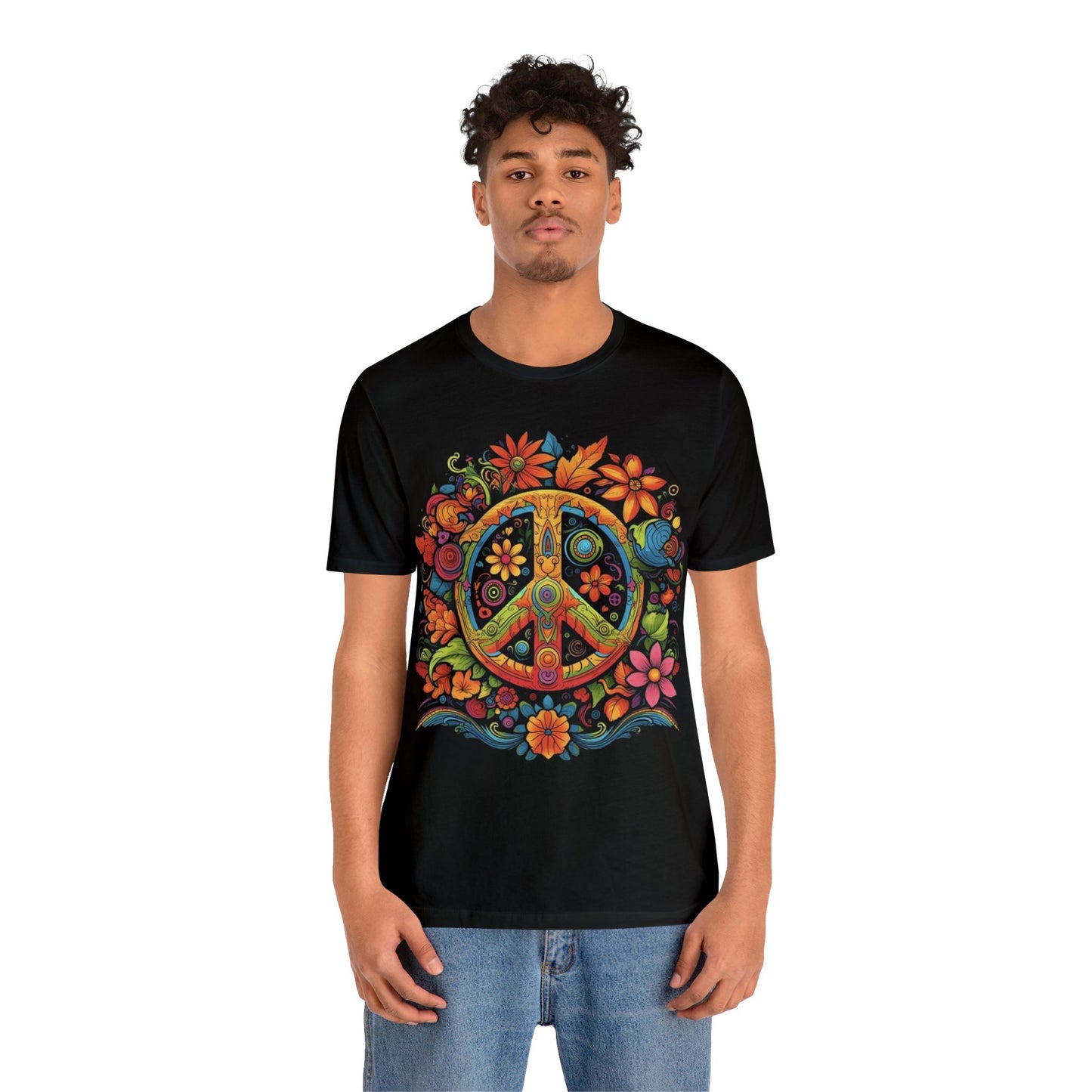 peace symbol colorful trippy Unisex Jersey Short Sleeve Tee