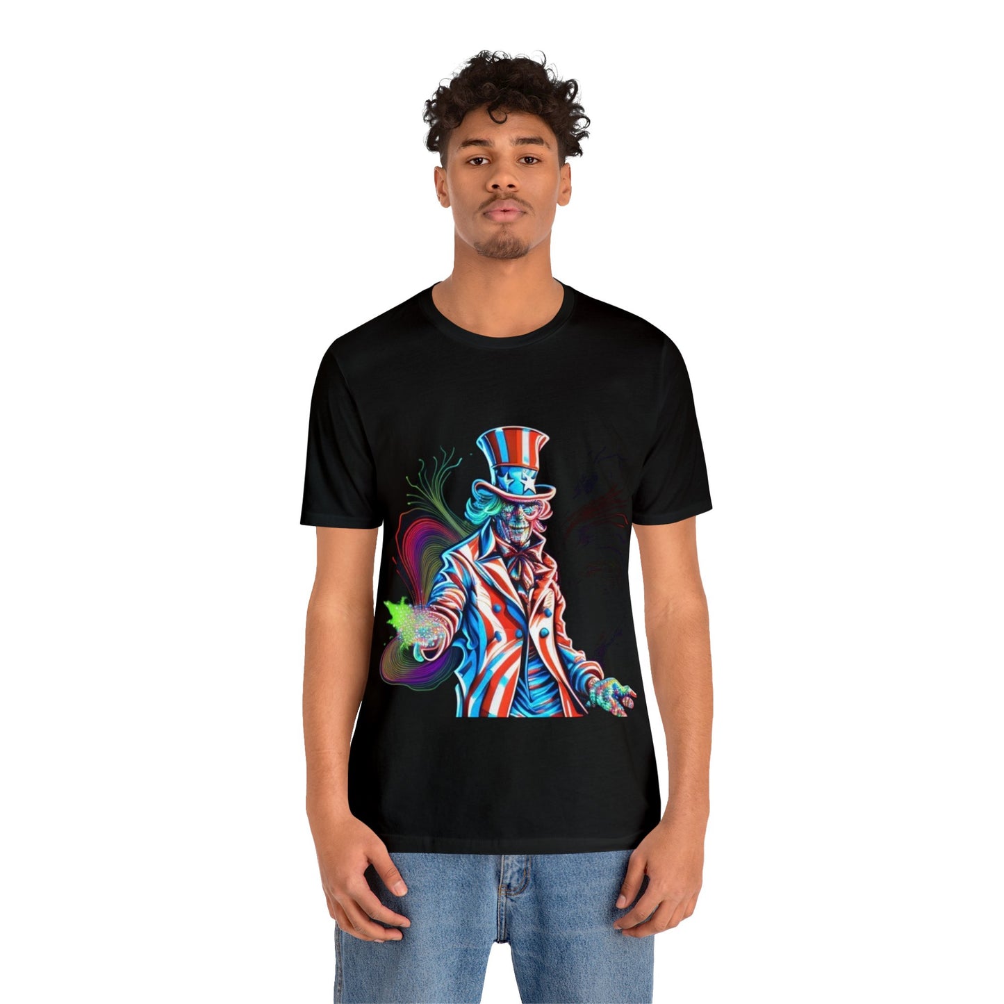 undead uncle Sam 4th of July trippy colorful Unisex Jersey Short Sleeve Tee