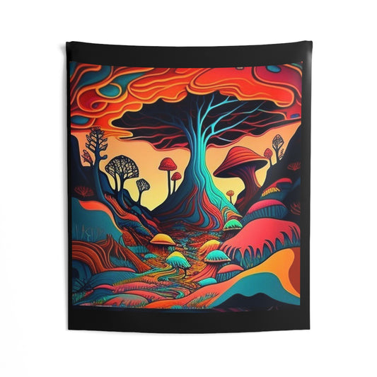 mushroom scenery trippy Indoor Wall Tapestries