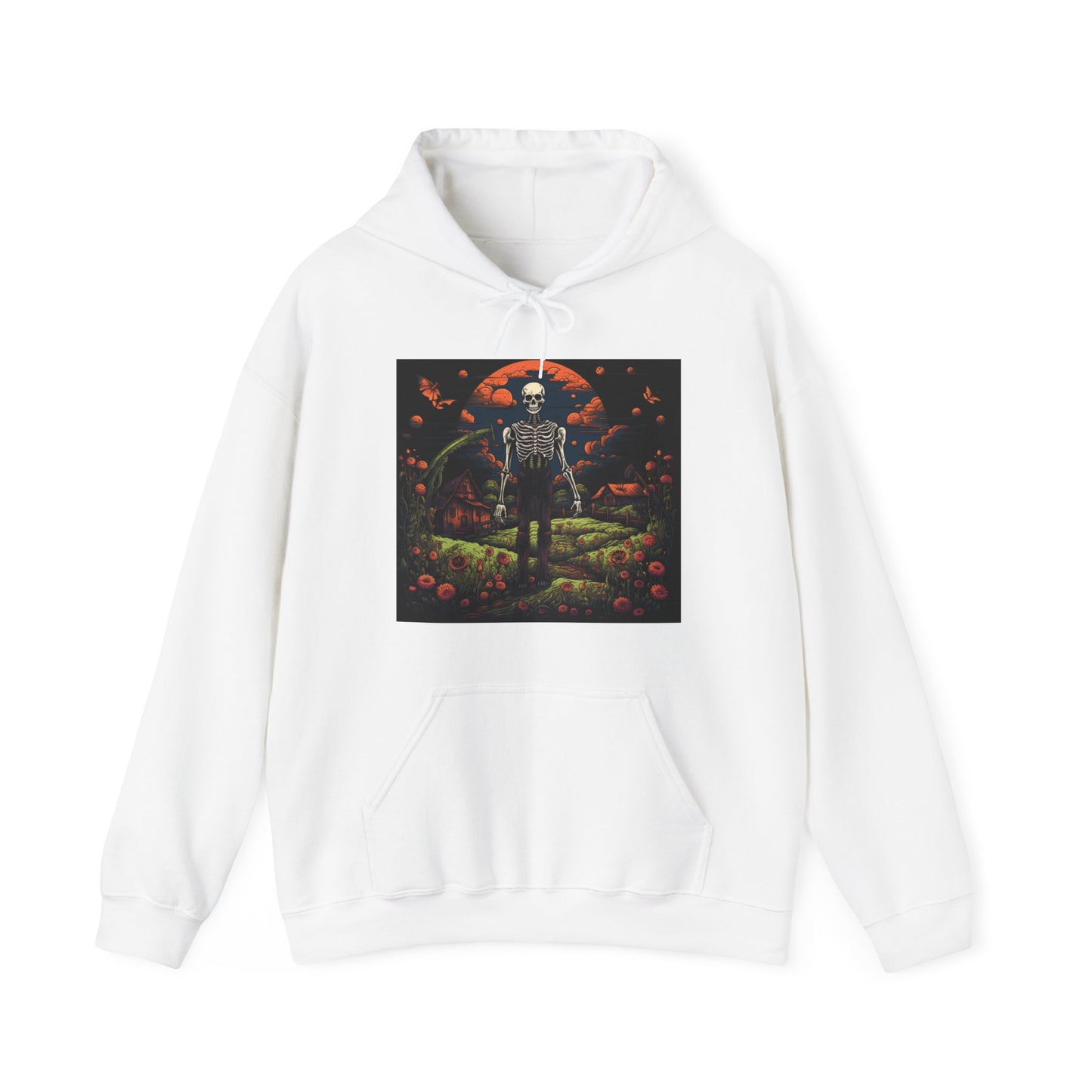 skeleton skull colorful flowers Unisex Heavy Blend™ Hooded Sweatshirt