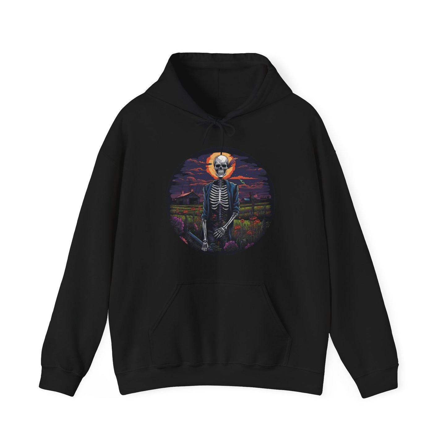 farmer skeleton skull colorful flowers Unisex Heavy Blend™ Hooded Sweatshirt