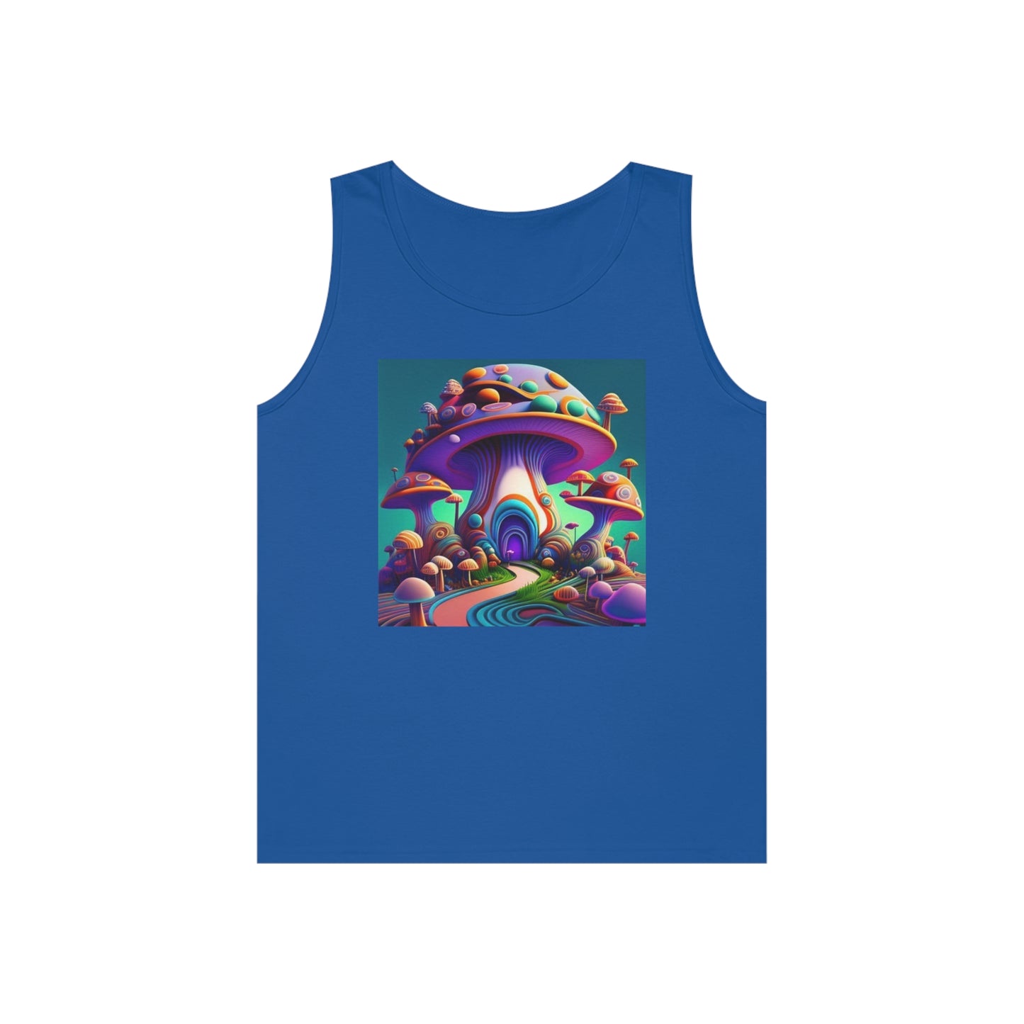 colorful trippy mushroom Unisex Heavy Cotton Tank Top